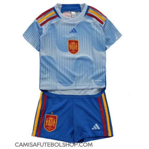 Camisa de time de futebol Espanha Replicas 2º Equipamento Infantil Mundo 2022 Manga Curta (+ Calças curtas)